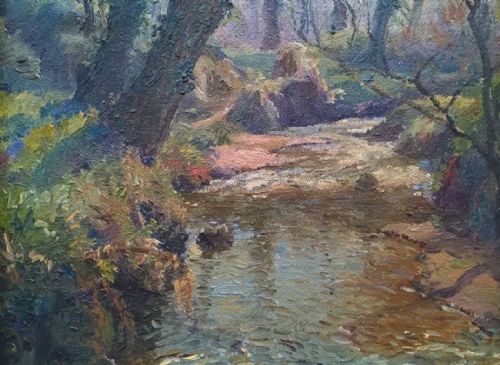fig 1. DENYS LAW Signed Original Oil Painting on Board Lamorna Cove Cornwall Cornish Landscape