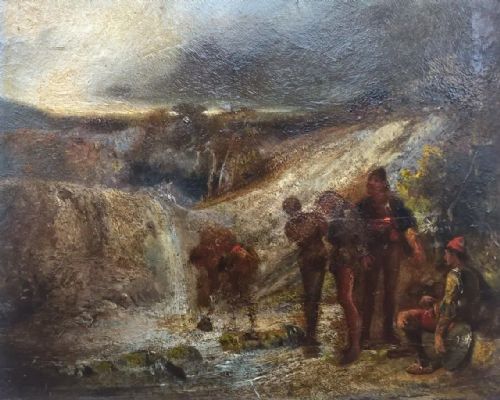 Attrib. Frederick Weekes (Fl.1854-93) Fallen Among Thieves Original Oil Painting