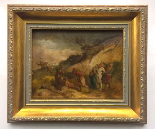 fig 1. Att Frederick Weekes (fl.1854-93) The Rescue Original Monogrammed Oil Painting