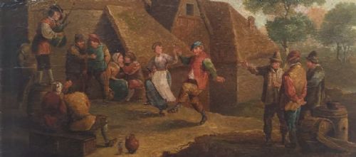 fig 1. Circle of Jan Thomas Van Kessel Original Antique Oil Painting Dutch Tavern