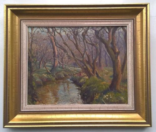 fig 1. DENYS LAW Signed Original Oil Painting on Board Lamorna Stream Cornwall Cornish Landscape