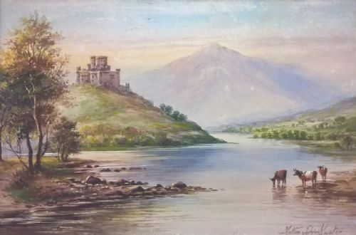 fig 1. Albert Milton Drinkwater Original 19th Century Antique Watercolour Painting of Wray Castle Windermere English Lake District