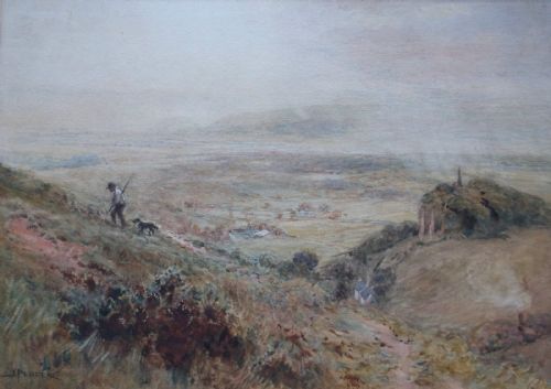 John Pedder Signed Original Antique Watercolour Painting Vale of Clwyd from Tremeirchion, Wales