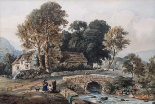 Joseph Murray Ince Signed Original 19th Century Antique Picturesque Style Watercolour Painting of a South Wales Mill