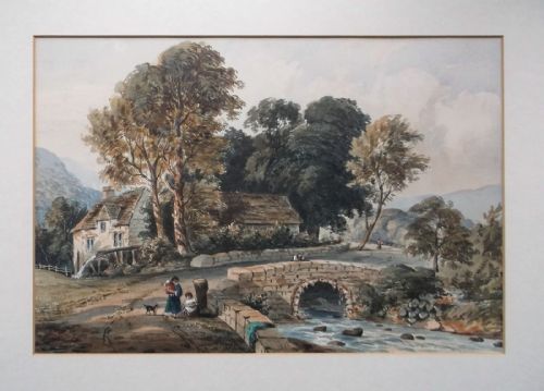fig 1. Joseph Murray Ince Signed Original 19th Century Antique Picturesque Style Watercolour Painting of a South Wales Mill