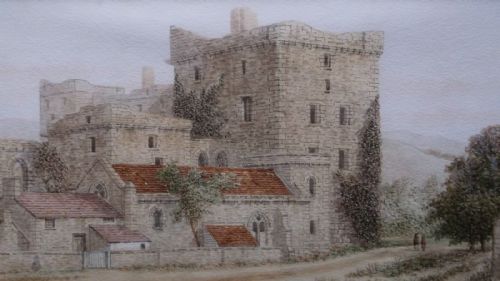 James Lawson Stewart Monogrammed Original Antique English Watercolour Painting Castle Bolton Wensleydale Yorkshire Dales England