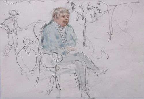 Attr.sir Alfred Munnings Original Pencil Sketch & Wash Portrait of a Gentleman