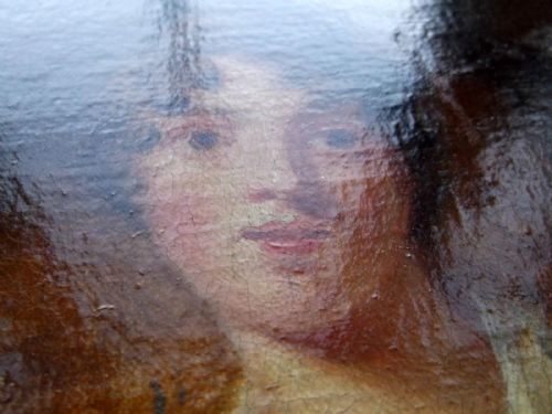 fig 2. Follower of Henry Raeburn RA Antique Oil Painting on Canvas Portrait of a Lady in Decorative Frame