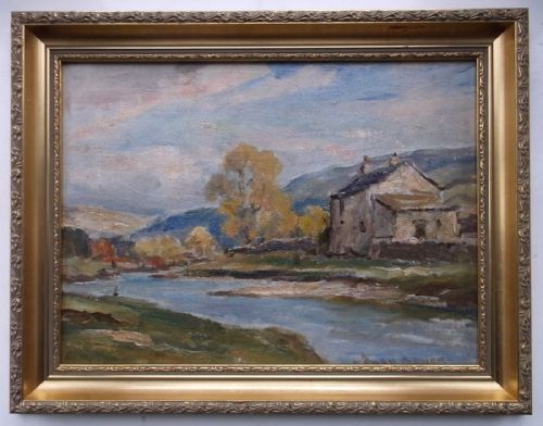 Owen Bowen 1873-1967 Signed Original Vintage English Oil Painting Langstrothdale Yorkshire Dales