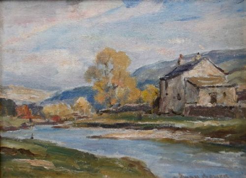 fig 1. Owen Bowen 1873-1967 Signed Original Vintage English Oil Painting Langstrothdale Yorkshire Dales
