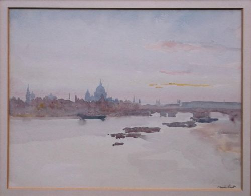 Sir Frank Short Ra St Paul's from the River Signed Original English Watercolour Painting Thames & London