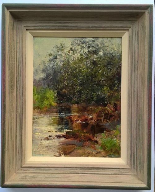 Robert Pearson 1897 Signed Original Antique Oil Painting River Derwent Titled "A Quiet Nook"