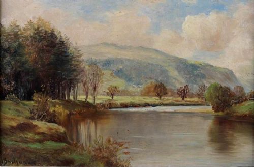 fig 1. Peter S Buchanan Original Signed Antique Oil Painting on Panel Conwy Valley Wales No. 2