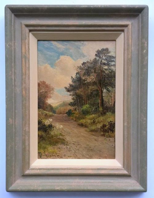 Peter S Buchanan Original Signed Antique Oil Painting on Panel Sheep on a Country Track
