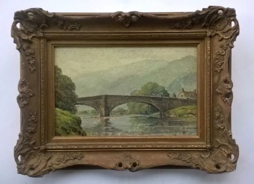 Arnold Priestman R.b.a. Signed Original Antique Oil Painting on Board Bolton Bridge Landscape Bolton Abbey Addingham Wharfedale Yorkshire
