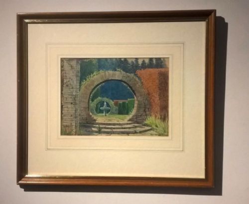Dm & Em Alderson 1943 Signed Original Vintage English Watercolour Painting Grantley Hall Gardens Ripon Yorkshire