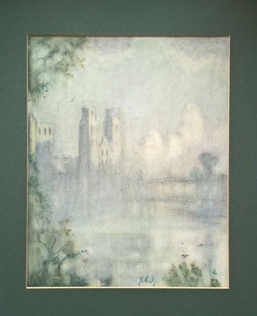 Joseph Alfred Terry Rba (Staithes Group & York Chocolate Manufacturer Family) Original Antique Watercolour Painting Normandy Abbey France