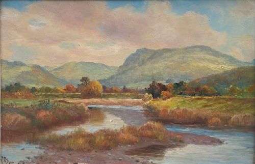 PETER S BUCHANAN ORIGINAL SIGNED ANTIQUE OIL PAINTING ON BOARD CONWY VALLEY WALES NO 1 - ADDITIONAL PHOTO 1