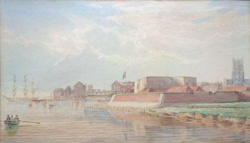 Manner of John Ward 19th Century English School Antique Watercolour Painting Hull Citadel Blockhouse Yorkshire Historic Interest