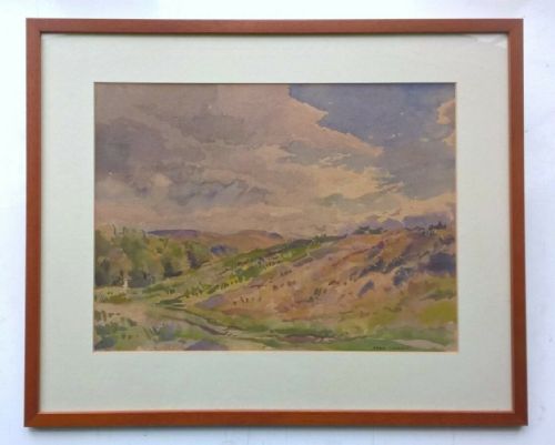 fig 1. Fred Lawson Signed Original Vintage English Watercolour Painting Yorkshire Dales Landscape