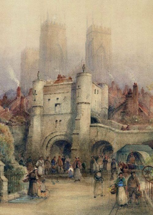 Original 19th Century Antique English Watercolour Painting Bootham Bar & Minster York England