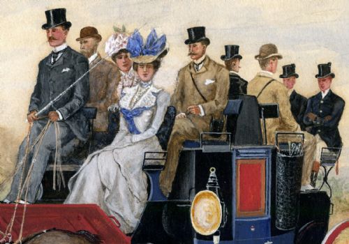 fig 2. Francis Cecil Boult Original Signed 1899 Victorian Antique Watercolour Painting Stagecoach & Horses Horse Drawn Carriage