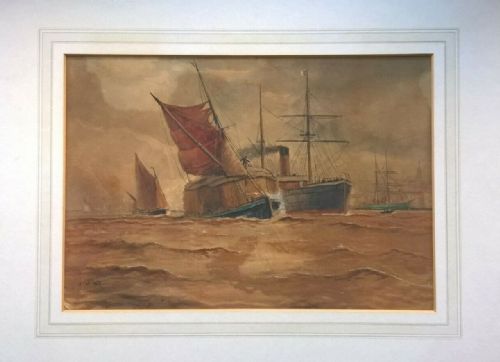 fig 1. William Daniel Penny Monogrammed Original Late 19th Century Antique Watercolour Painting