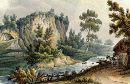 Manner of Francis Nicholson 19th Century  Original English Antique Watercolour Painting Grimbald Crag Knaresborough North Yorkshire