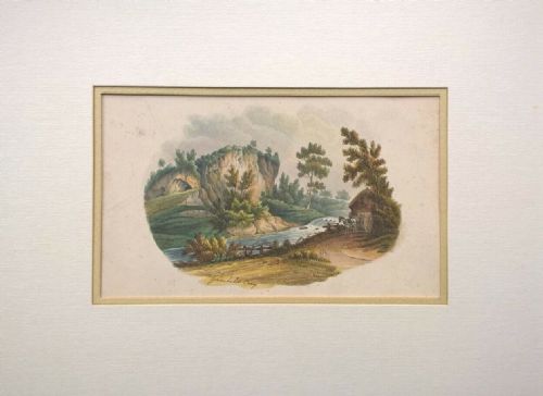 fig 1. Manner of Francis Nicholson 19th Century Original English Antique Watercolour Painting GRIMBALD CRAG KNARESBOROUGH North Yorkshire