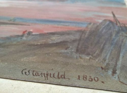 fig 1. Clarkson Stanfield RA Signed Original Antique 1830 Dated 19th Century Watercolour Painting Sunset Seascape Landscape
