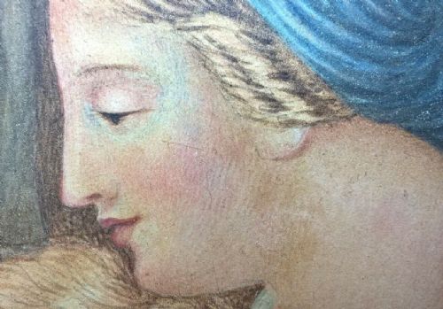 fig 2. 18th Century Original Classical Style Watercolour Painting on Card Madonna with Child, St Anne & the young St John the Baptist