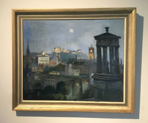 Original 20th Century Oil Painting on Board Edinburgh Evening Landscape Scotland