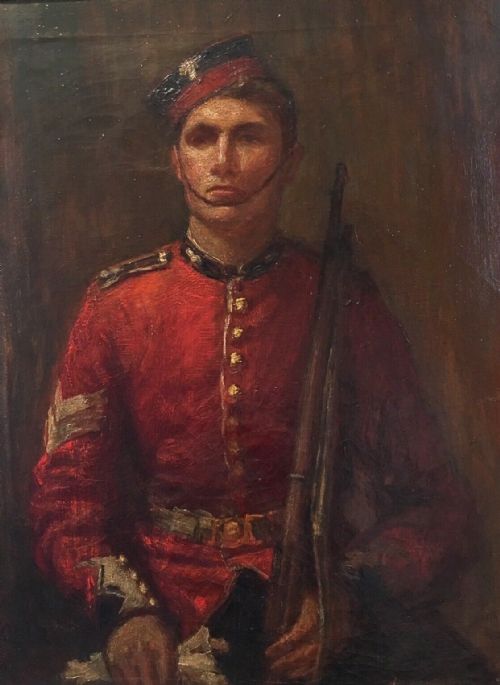 Original 1897 Signed Victorian Oil Painting on Canvas British Militaria Portrait of Grenadier Guard Samuel John Foster