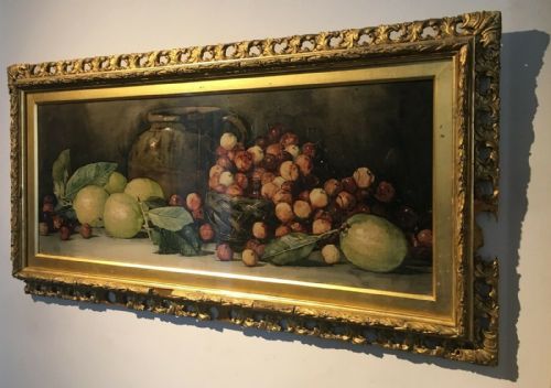 fig 1. Arthur Dudley Signed (aka Giovanni Barbaro) Original Watercolour Painting Lemons & Cherries Fruit Still Life