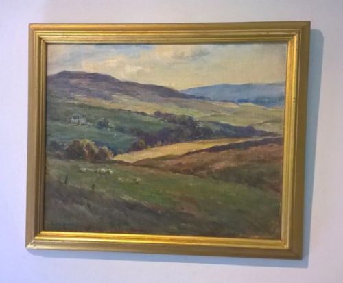 fig 1. Owen Bowen (1873-1967) Signed Original Vintage Oil Painting Yorkshire Landscape