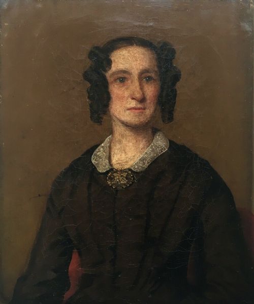 fig 1. Original English Antique Victorian Oil Painting on Canvas Portrait of a 19th century Lady