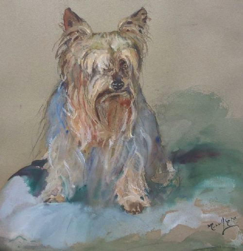 fig 1. MICHAEL LYNE Signed Original English Fine Art Framed Watercolour Painting Yorkshire Terrier Dog