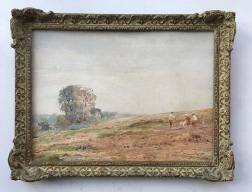 Claude Hayes Signed Original Antique English Watercolour Painting Pastoral Countryside Harvest Landscape