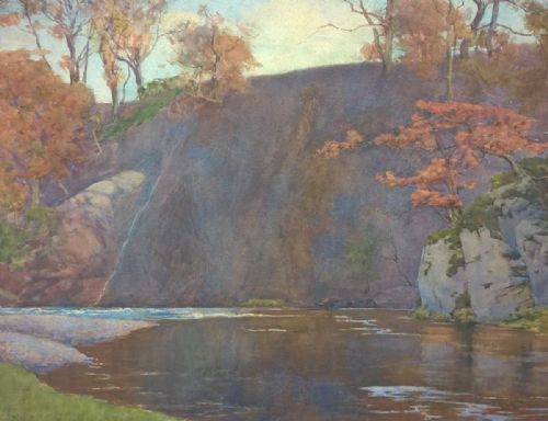 Percy Lancaster Signed Original English Vintage Watercolour Painting River Wharfe Bolton Abbey Yorkshire Dales
