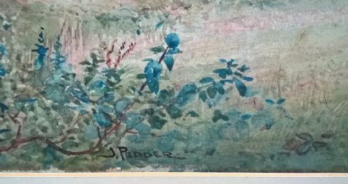 JOHN PEDDER SIGNED ORIGINAL ENGLISH ANTIQUE WATERCOLOUR PAINTING HORSES PADDOCK FARM LANDSAPE - ADDITIONAL PHOTO 2