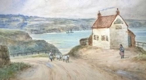 fig 1. JOHN FRANCIS BRANEGAN Original Antique English Watercolour Painting Upgang Whitby North Yorkshire Coast Seascape