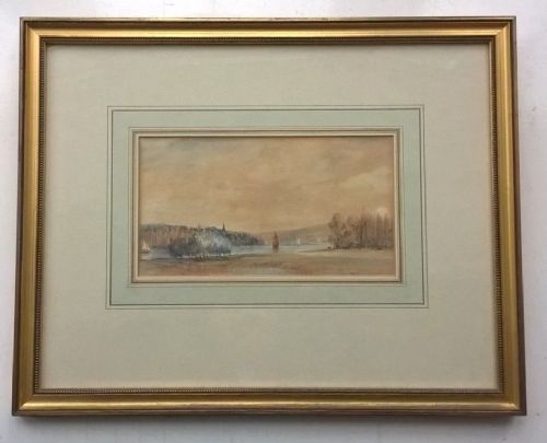 fig 1. EDWARD WILLIAM COOKE RA Signed Original 19th Century Antique Watercolour Painting Sahurs Seine Rouen