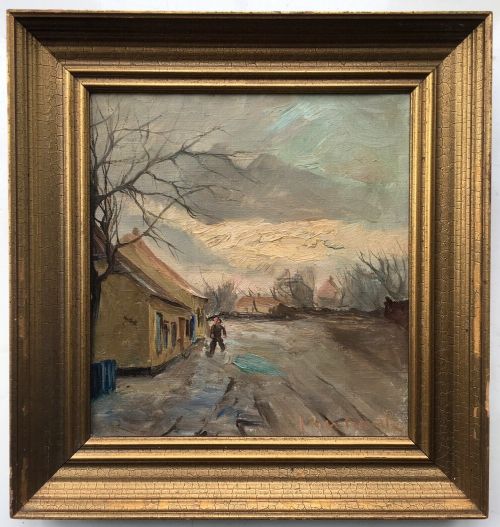 Signed J Gerhardt Original Vintage Dutch School Canvas Oil Painting Landscape