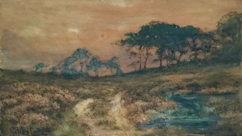 fig 1. Peter Ghent (1857–1911) Signed Original Antique Framed Watercolour Painting Moorland Landscape Possibly Wales