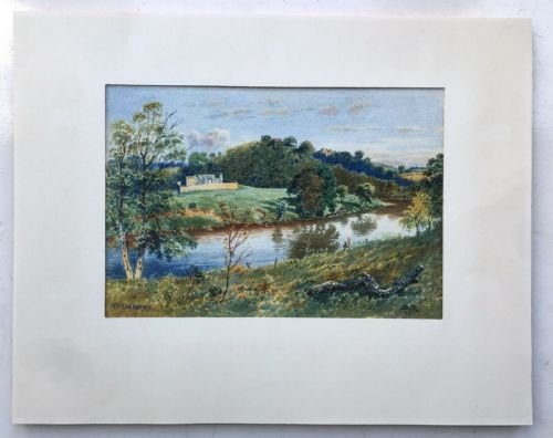 fig 1. WILSON HEPPLE Signed Original English Vintage Watercolour Painting Northumberland ? Landscape 2