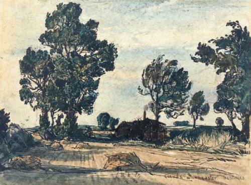 Claude Muncaster Rws Dated September 1923 Original English Vintage Watercolour & Ink Painting Harvest Landscape