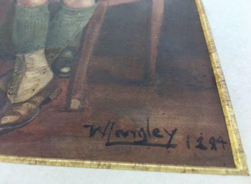fig 1. Signed W (Manner of Walter) Langley 1884 original English Antique Family Portrait Watercolour Painting
