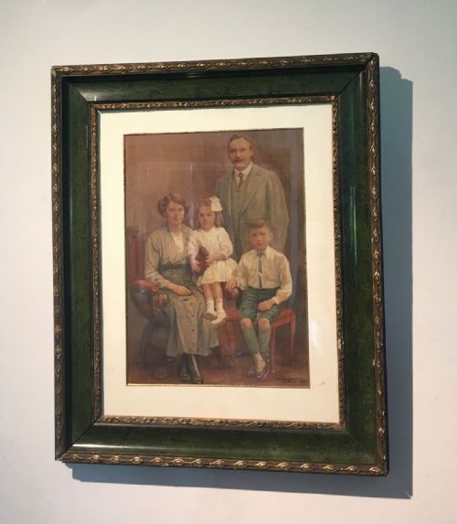 fig 2. Signed W (Manner of Walter) Langley 1884 original English Antique Family Portrait Watercolour Painting