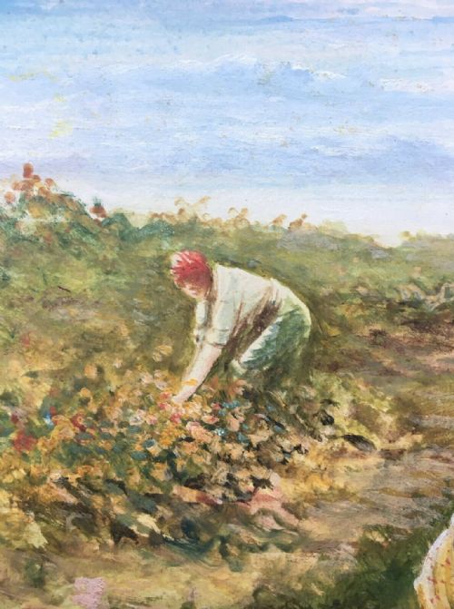 fig 1. James Andrew McColvin 19th Century Antique Original English Watercolour Painting Picking Blossom Coastal Seascape