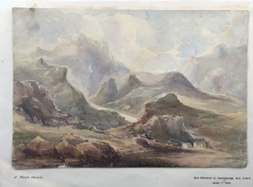 Sir Ernest Albert Waterlow Ra Original Watercolour Painting of Welsh Landscape